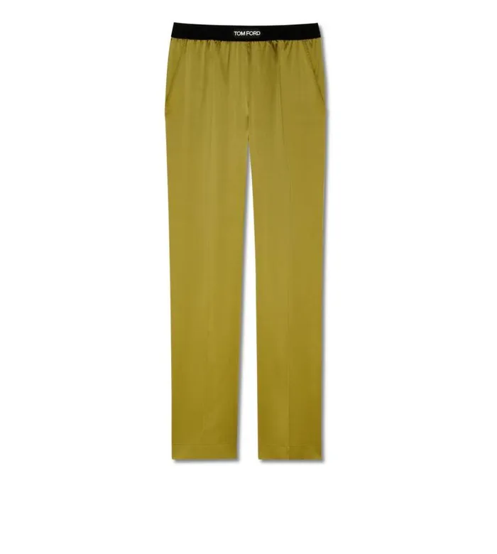 Women Bottoms Tom Ford Stretch Silk Satin Pj Pants Army Green