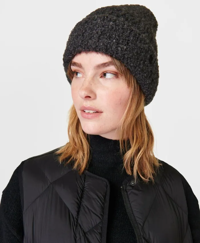 Women Boucle Knit Beanie Urban Grey Sweaty Betty Hats Scarves Gloves