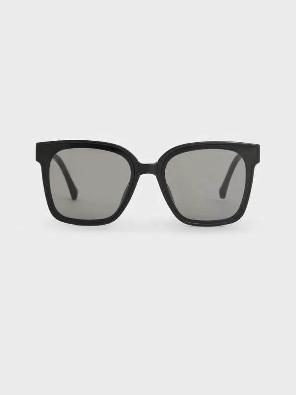 Women Brea Foldable Sunglasses 8211 Black CHARLES and KEITH Square