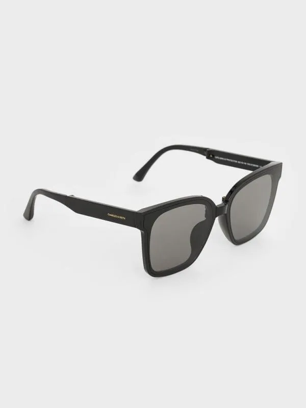 Women Brea Foldable Sunglasses 8211 Black CHARLES and KEITH Square