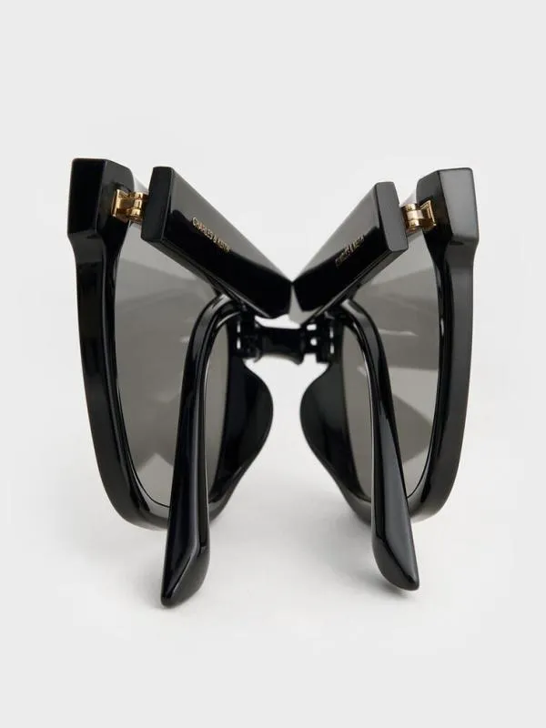 Women Brea Foldable Sunglasses 8211 Black CHARLES and KEITH Square