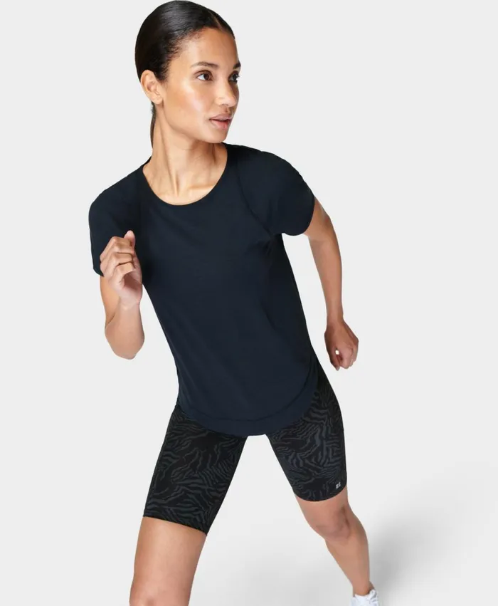 Women Breathe Easy Running TShirt Black Sweaty Betty TShirts