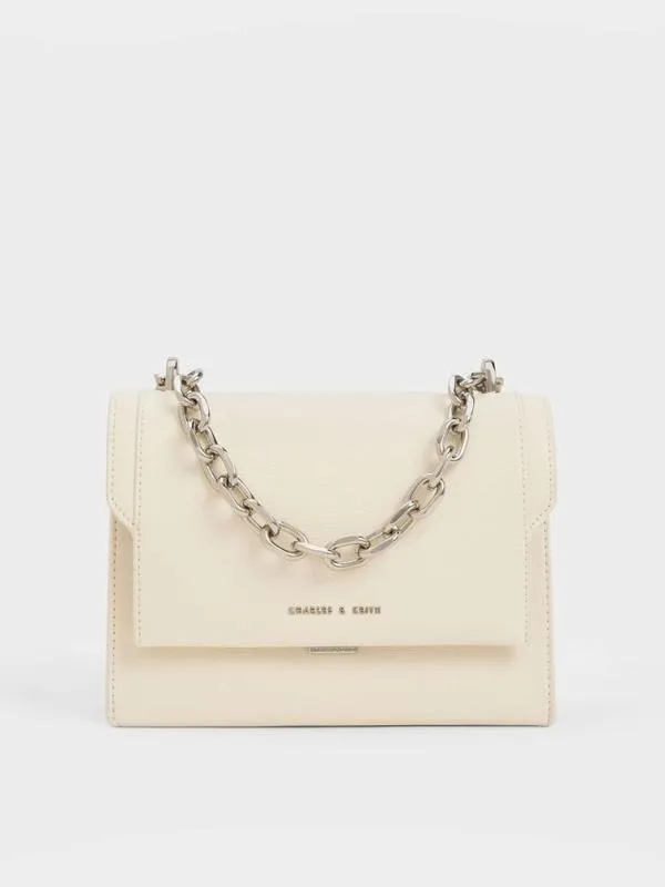 Women Brennan Chain Handle Crossbody Bag 8211 Cream CHARLES and KEITH Crossbody Bags Women Brennan Chain Handle Crossbody Bag 8211 Cream CHARLES and KEITH Crossbody Bags