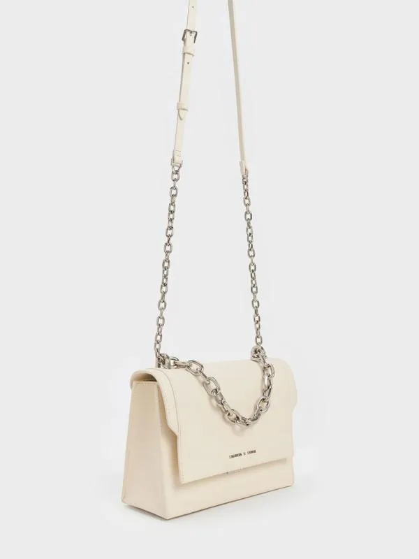 Women Brennan Chain Handle Crossbody Bag 8211 Cream CHARLES and KEITH Crossbody Bags
