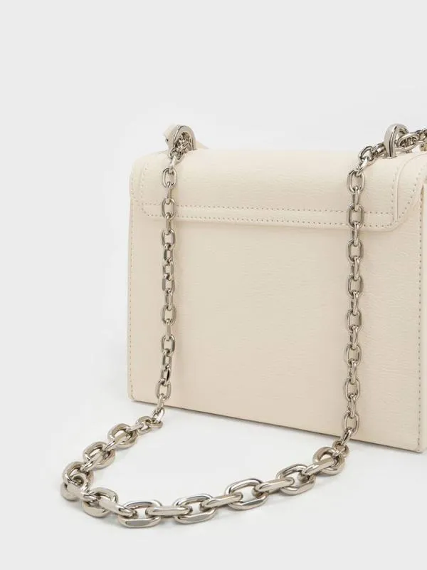 Women Brennan Chain Handle Crossbody Bag 8211 Cream CHARLES and KEITH Crossbody Bags