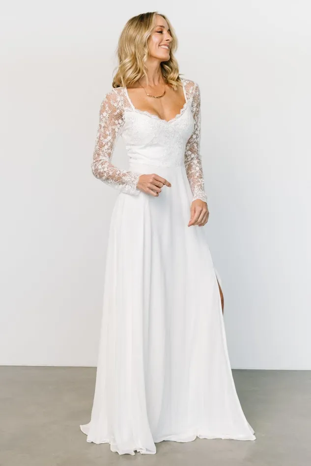 Women Bridal Baltic Born Adalaide Long Sleeve Maxi Dress Off White