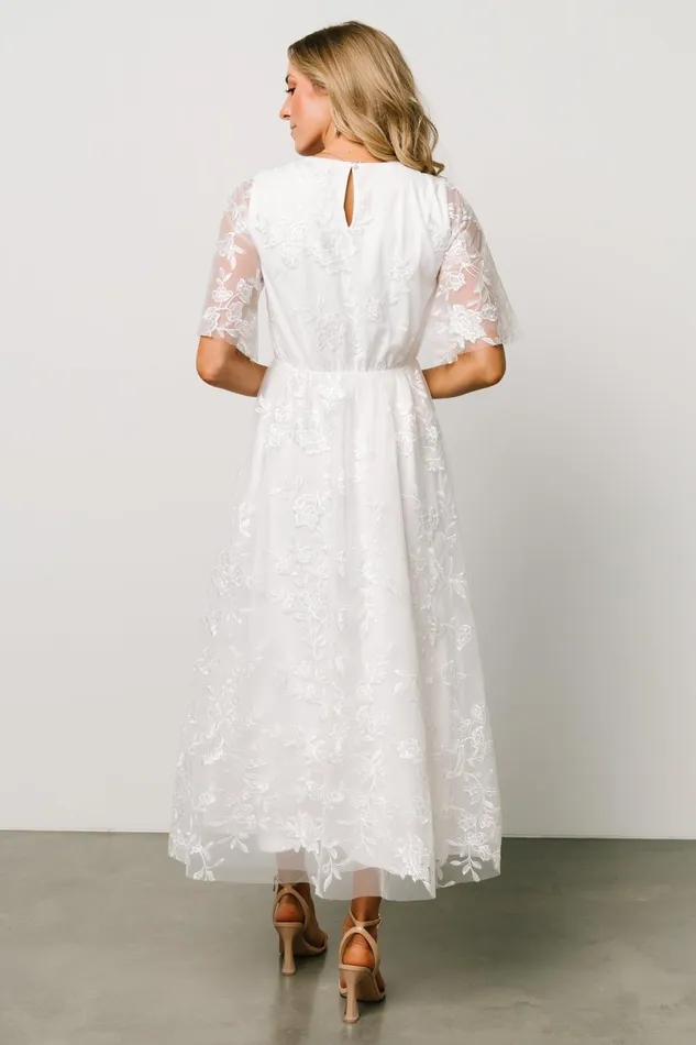 Women Bridal Baltic Born Arabella Embroidered Tulle Maxi Dress White