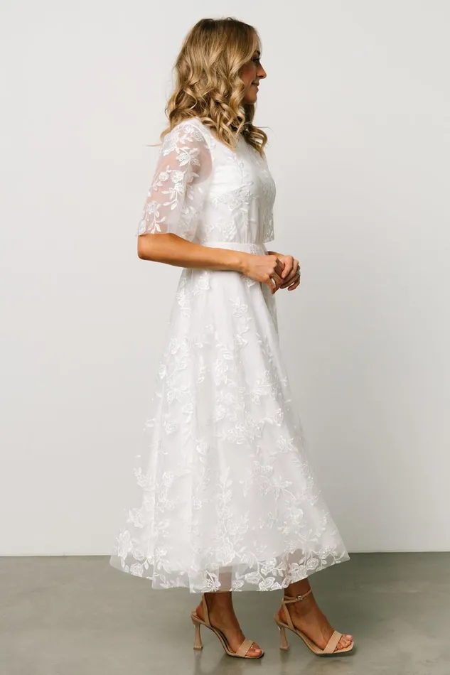 Women Bridal Baltic Born Arabella Embroidered Tulle Maxi Dress White