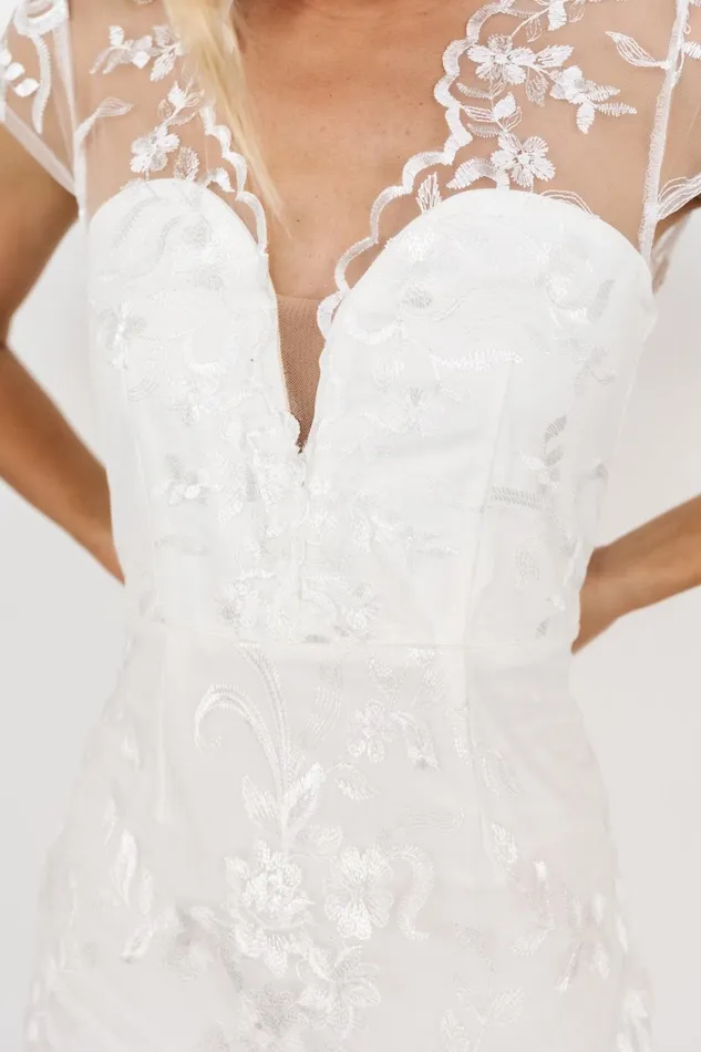 Women Bridal Baltic Born Delphine Applique Midi Dress Off White Women Bridal Baltic Born Delphine Applique Midi Dress Off White