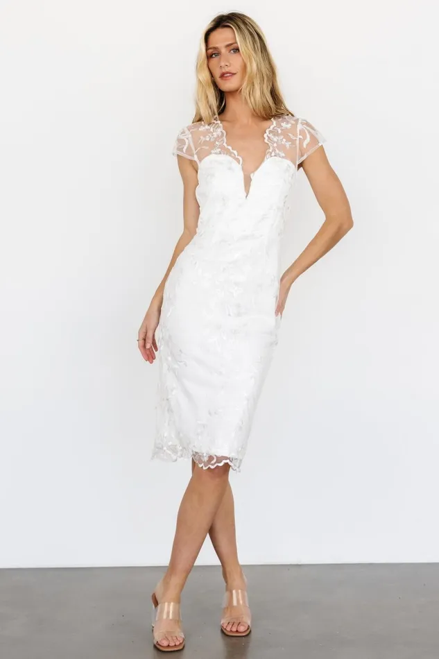 Women Bridal Baltic Born Delphine Applique Midi Dress Off White Women Bridal Baltic Born Delphine Applique Midi Dress Off White