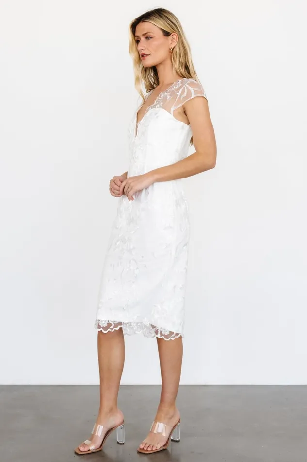 Women Bridal Baltic Born Delphine Applique Midi Dress Off White Women Bridal Baltic Born Delphine Applique Midi Dress Off White