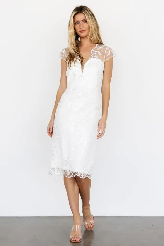 Women Bridal Baltic Born Delphine Applique Midi Dress Off White Women Bridal Baltic Born Delphine Applique Midi Dress Off White