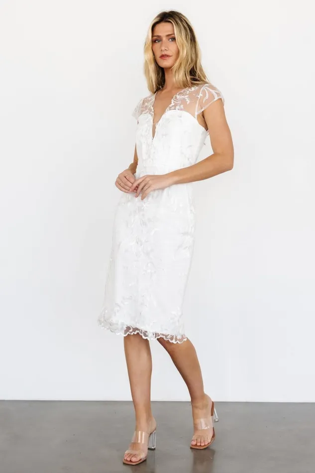 Women Bridal Baltic Born Delphine Applique Midi Dress Off White Women Bridal Baltic Born Delphine Applique Midi Dress Off White