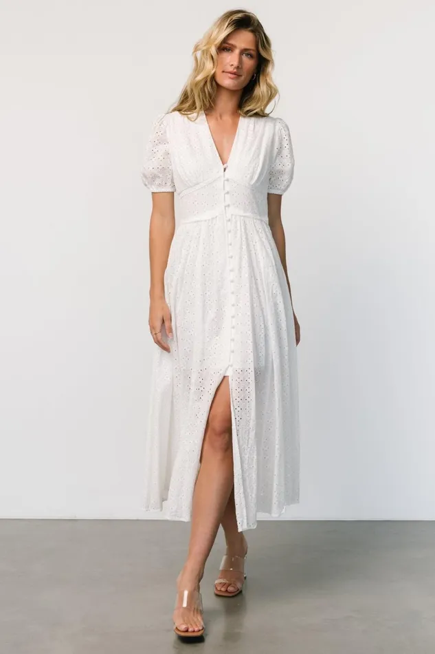 Women Bridal Baltic Born Esther Eyelet Midi Dress Off White