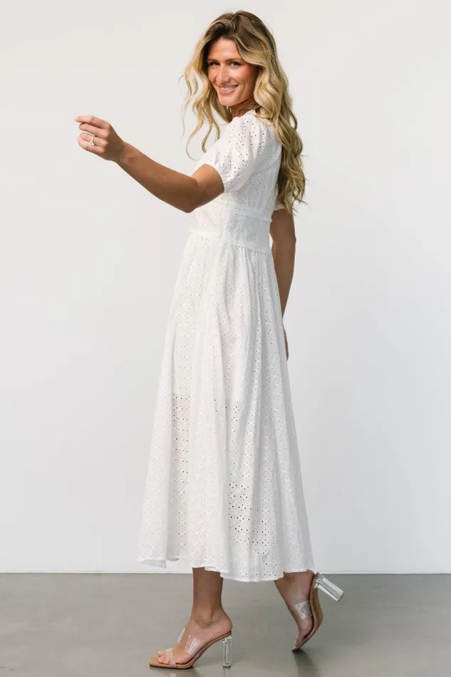 Women Bridal Baltic Born Esther Eyelet Midi Dress Off White Women Bridal Baltic Born Esther Eyelet Midi Dress Off White