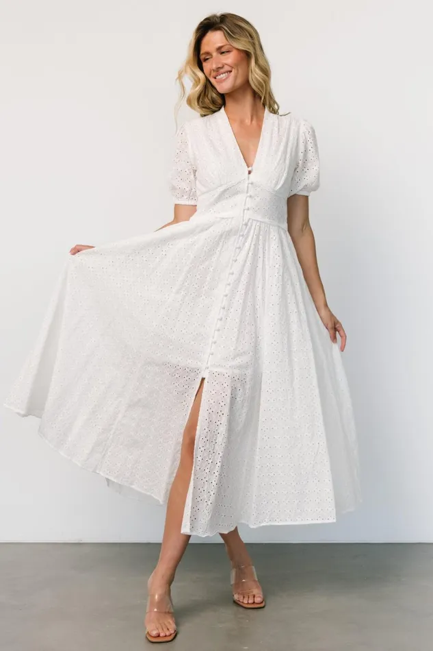 Women Bridal Baltic Born Esther Eyelet Midi Dress Off White Women Bridal Baltic Born Esther Eyelet Midi Dress Off White