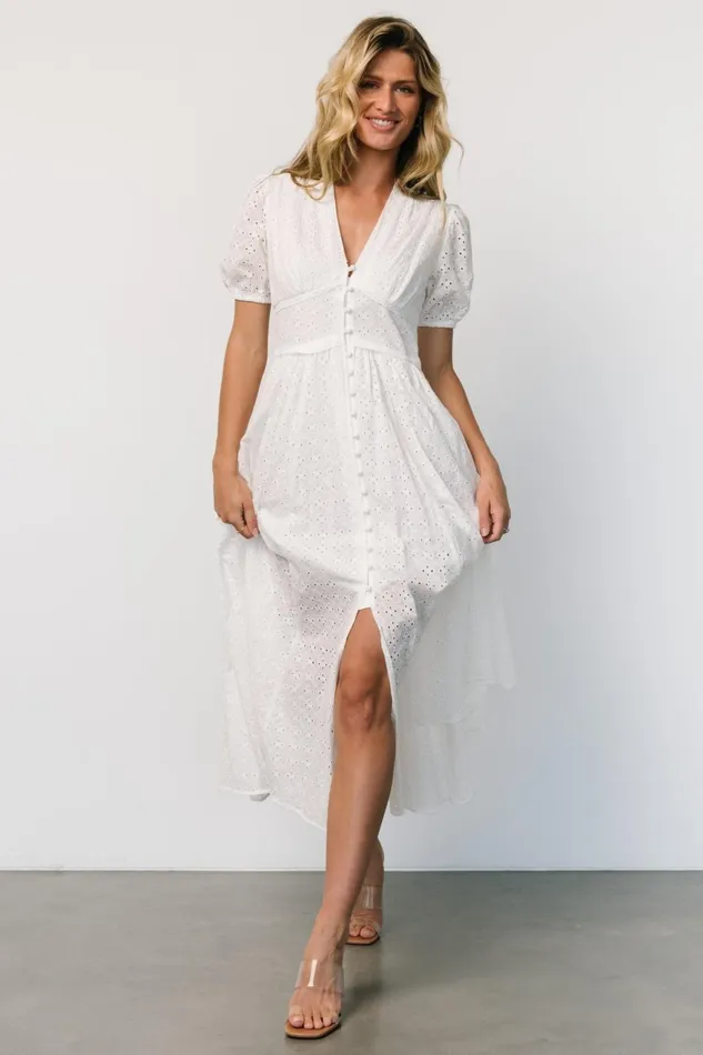 Women Bridal Baltic Born Esther Eyelet Midi Dress Off White Women Bridal Baltic Born Esther Eyelet Midi Dress Off White