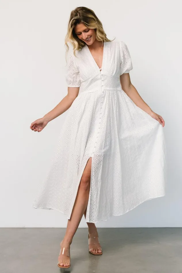 Women Bridal Baltic Born Esther Eyelet Midi Dress Off White Women Bridal Baltic Born Esther Eyelet Midi Dress Off White