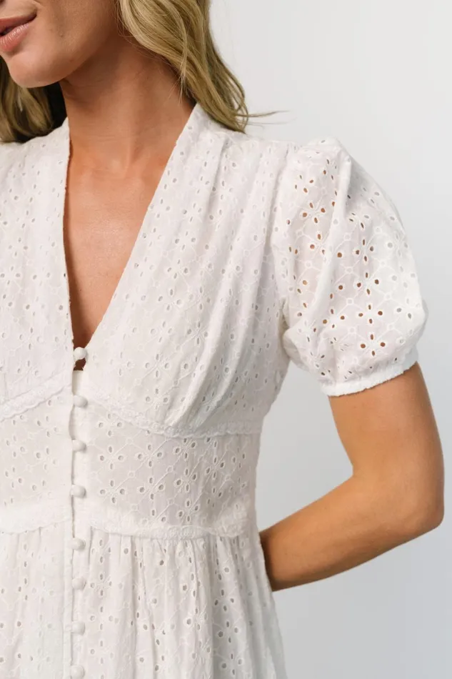 Women Bridal Baltic Born Esther Eyelet Midi Dress Off White Women Bridal Baltic Born Esther Eyelet Midi Dress Off White