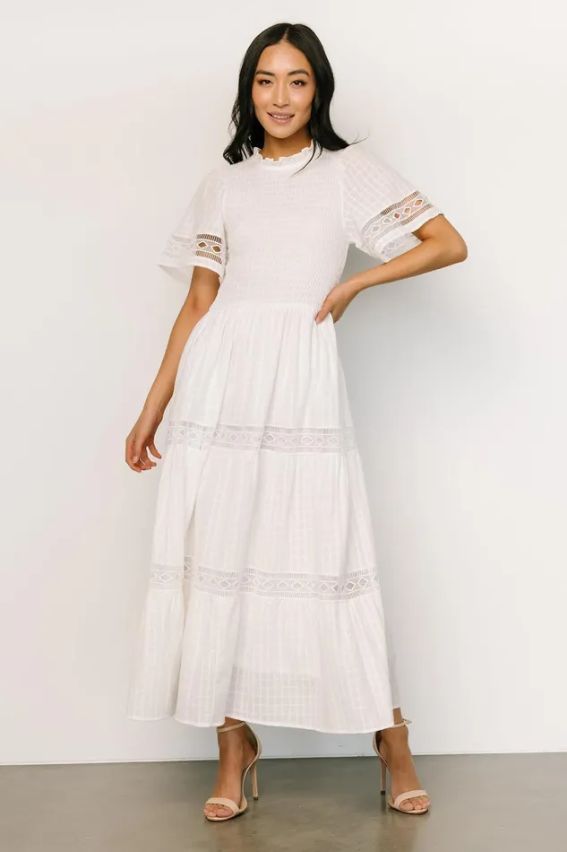 Women Bridal Baltic Born Loveland Geo Lace Maxi Dress Off White