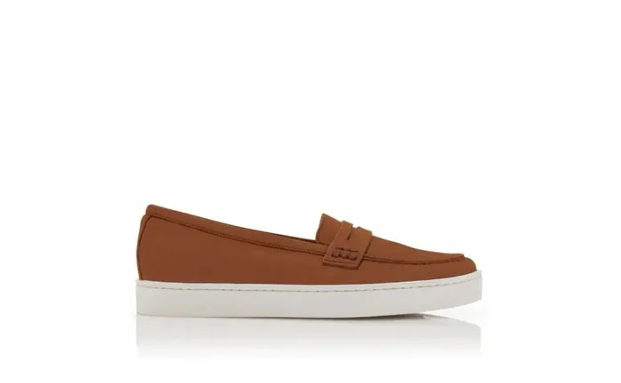 Women Brown Suede Penny Loafers Manolo Blahnik Flats