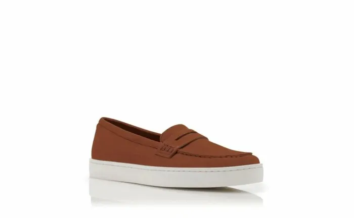 Women Brown Suede Penny Loafers Manolo Blahnik Flats