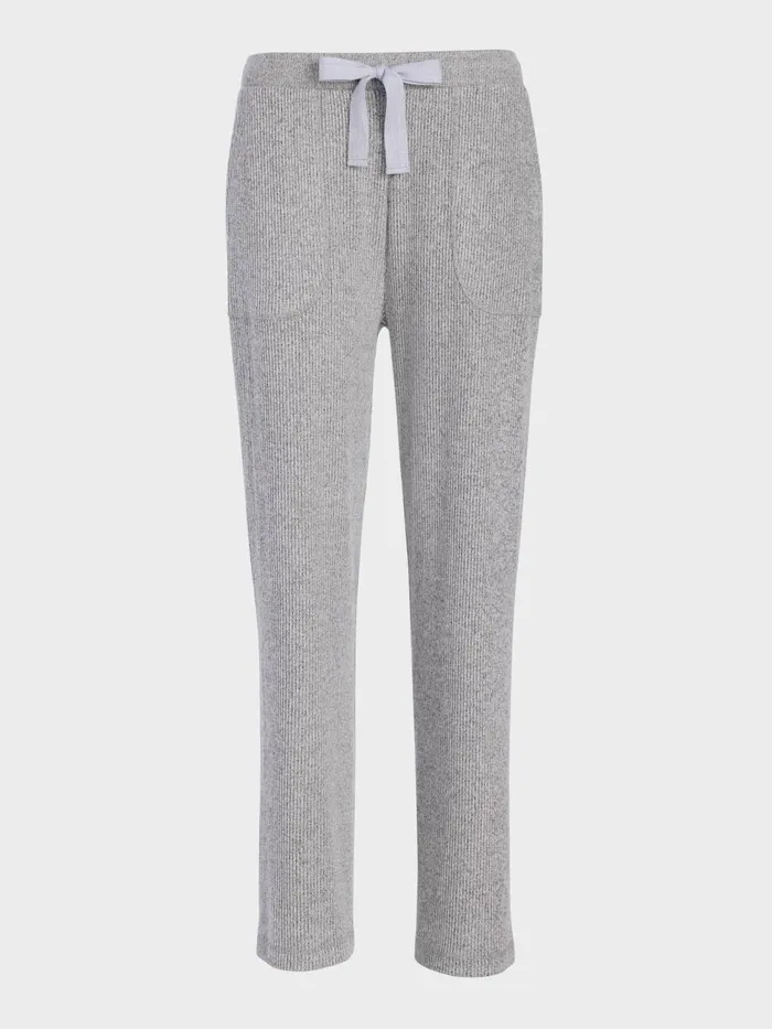 Women Brushed Rib Straight Leg Pj Pant Grey Marle Peter Alexander Lounge
