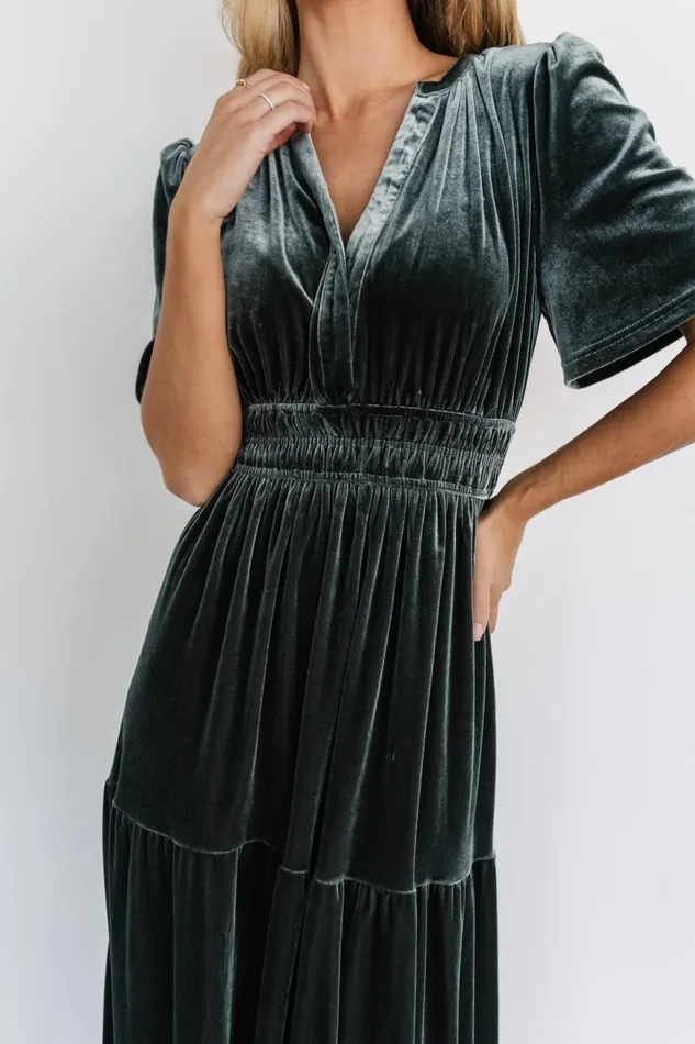 Women Bump Friendly Baltic Born Artemis Velvet Maxi Dress Eucalyptus
