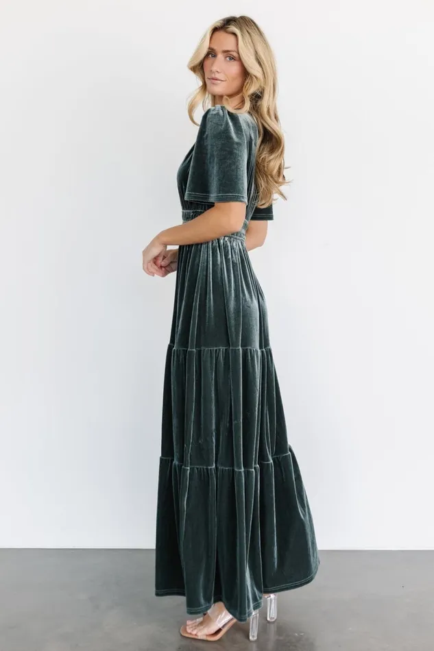 Women Bump Friendly Baltic Born Artemis Velvet Maxi Dress Eucalyptus