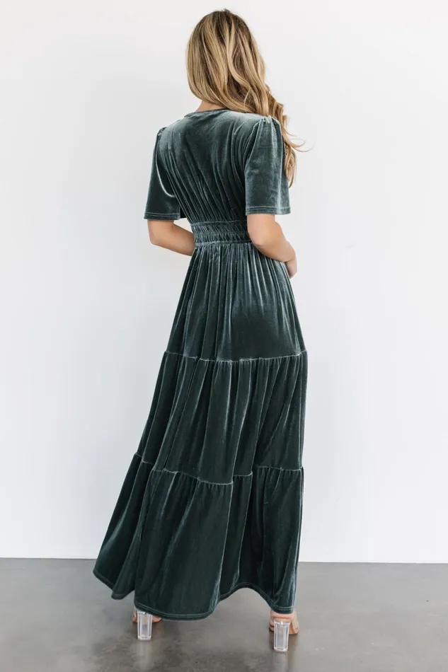 Women Bump Friendly Baltic Born Artemis Velvet Maxi Dress Eucalyptus