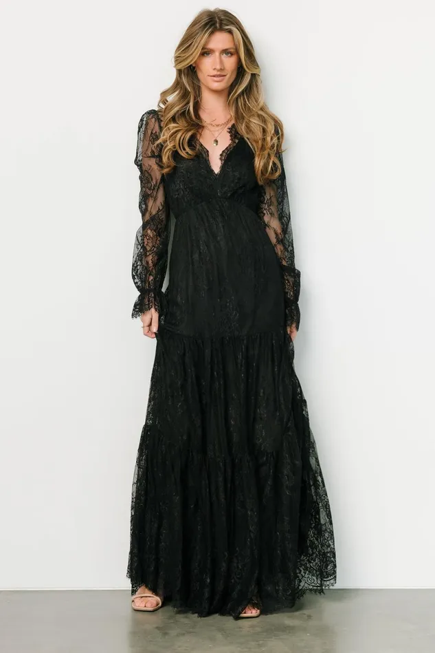 Women Bump Friendly Baltic Born Gloria Lace Maxi Dress Black