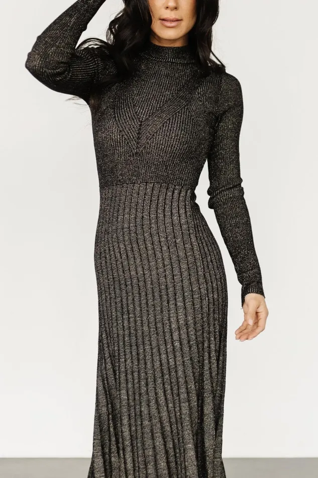 Women Bump Friendly Baltic Born Jamelia Pleated Sweater Dress Black Gold Women Bump Friendly Baltic Born Jamelia Pleated Sweater Dress Black Gold
