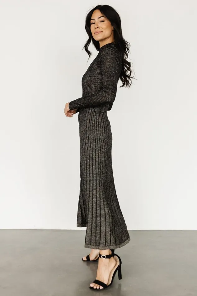 Women Bump Friendly Baltic Born Jamelia Pleated Sweater Dress Black Gold Women Bump Friendly Baltic Born Jamelia Pleated Sweater Dress Black Gold