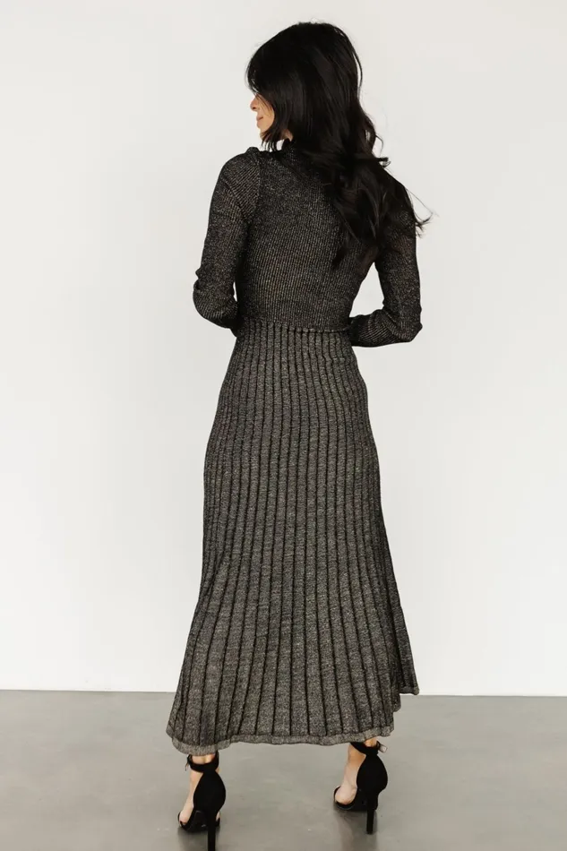 Women Bump Friendly Baltic Born Jamelia Pleated Sweater Dress Black Gold Women Bump Friendly Baltic Born Jamelia Pleated Sweater Dress Black Gold