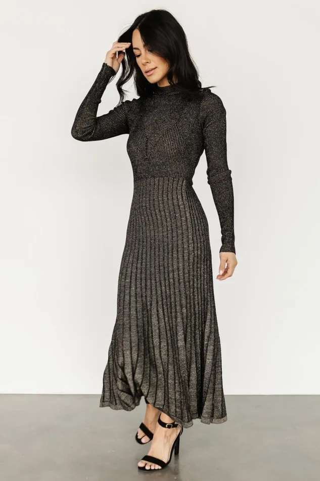 Women Bump Friendly Baltic Born Jamelia Pleated Sweater Dress Black Gold Women Bump Friendly Baltic Born Jamelia Pleated Sweater Dress Black Gold