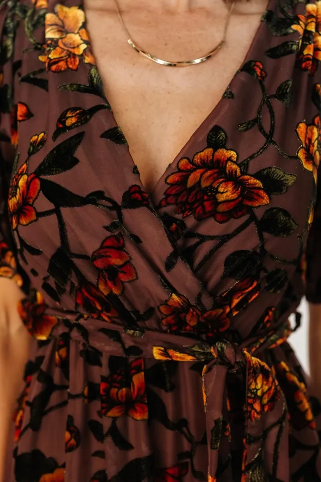 Women Bump Friendly Baltic Born Uma Velvet Maxi Dress Clove Amber Floral