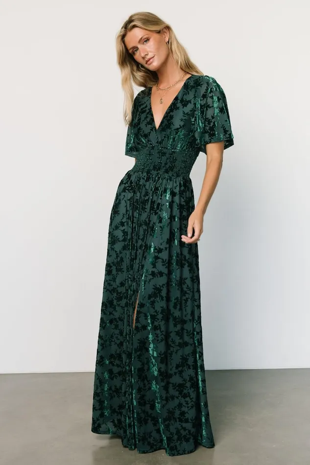 Women Bump Friendly Baltic Born Veronica Velvet Maxi Dress Green