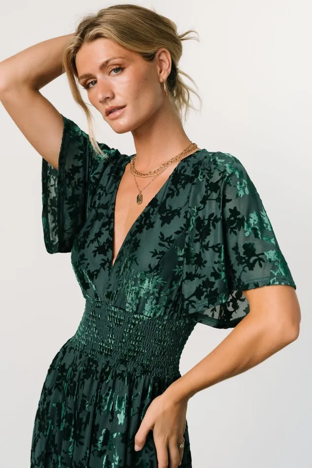 Women Bump Friendly Baltic Born Veronica Velvet Maxi Dress Green