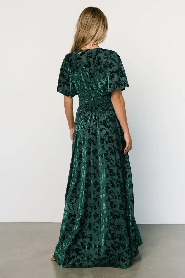 Women Bump Friendly Baltic Born Veronica Velvet Maxi Dress Green
