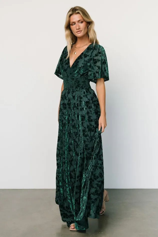 Women Bump Friendly Baltic Born Veronica Velvet Maxi Dress Green