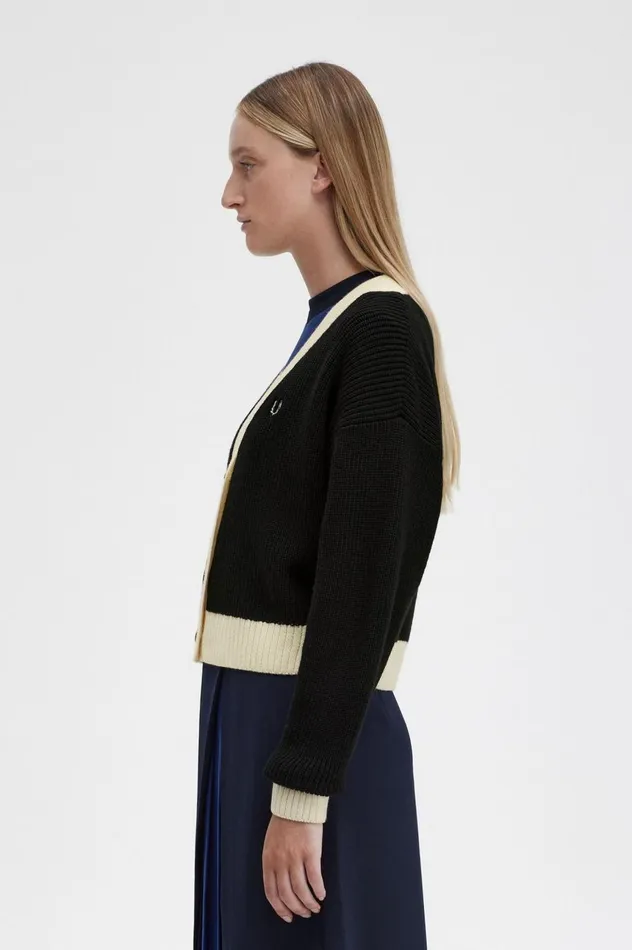 Women ButtonThrough Cardigan Black Fred Perry Knitwear