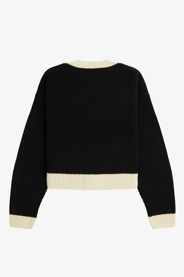 Women ButtonThrough Cardigan Black Fred Perry Knitwear