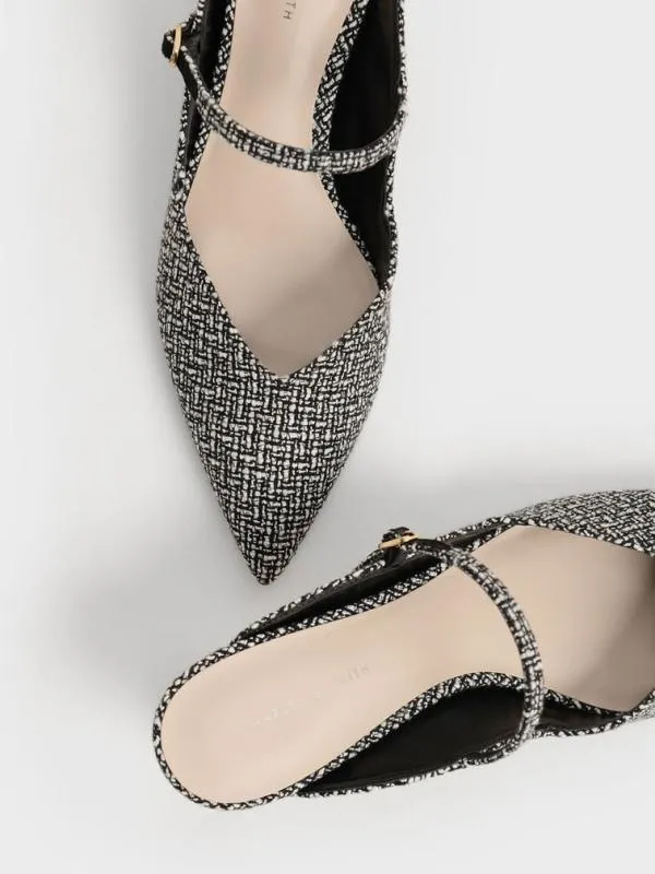 Women Cammie Metallic Sculptural Heel Tweed Mules 8211 Multi CHARLES and KEITH Heels Women Cammie Metallic Sculptural Heel Tweed Mules 8211 Multi CHARLES and KEITH Heels
