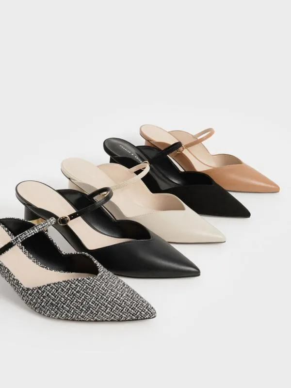 Women Cammie Metallic Sculptural Heel Tweed Mules 8211 Multi CHARLES and KEITH Heels Women Cammie Metallic Sculptural Heel Tweed Mules 8211 Multi CHARLES and KEITH Heels