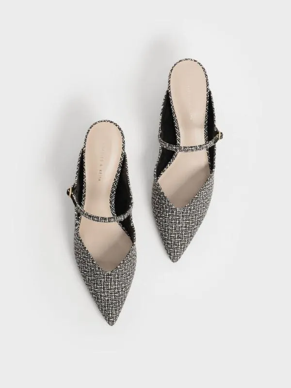 Women Cammie Metallic Sculptural Heel Tweed Mules 8211 Multi CHARLES and KEITH Heels Women Cammie Metallic Sculptural Heel Tweed Mules 8211 Multi CHARLES and KEITH Heels
