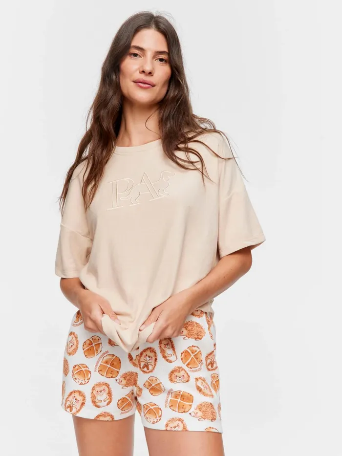 Women Caramel Plush PA Logo Oversized Tee Caramel Peter Alexander Tops
