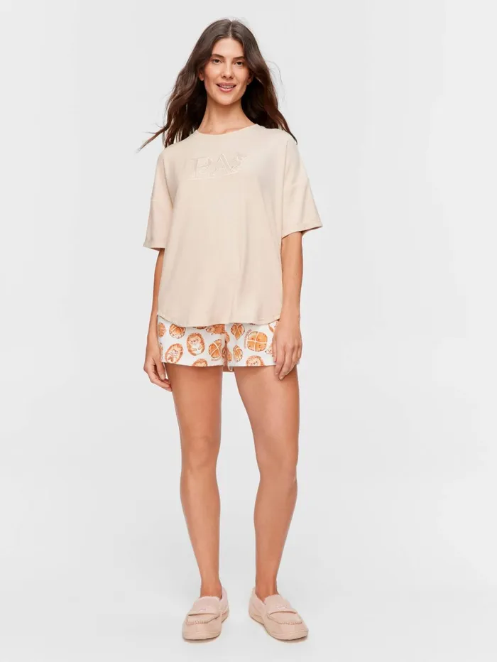 Women Caramel Plush PA Logo Oversized Tee Caramel Peter Alexander Tops