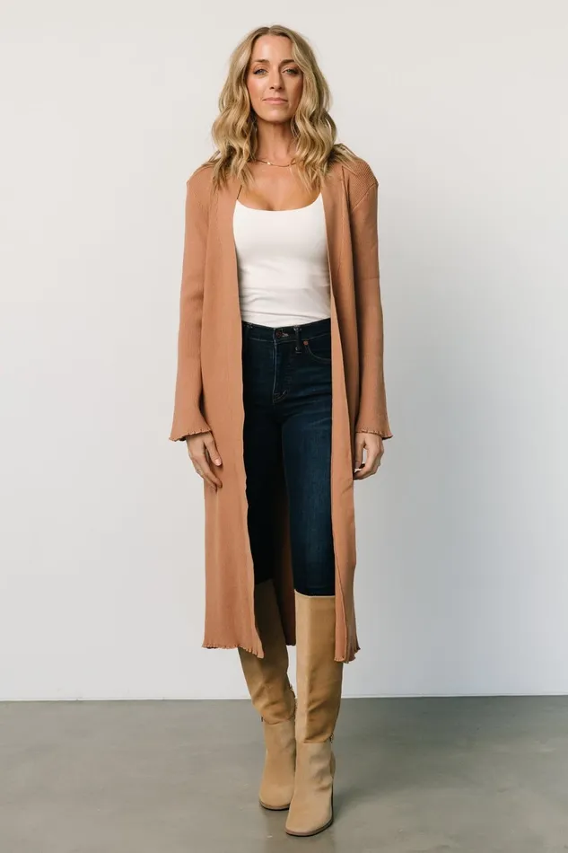 Women Cardigans Baltic Born Lauren Ribbed Cardigan Camel
