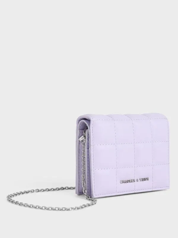Women Cassia Quilted Mini Wallet 8211 Lilac CHARLES and KEITH Wallets On Chain