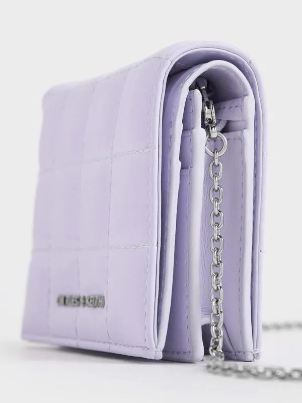 Women Cassia Quilted Mini Wallet 8211 Lilac CHARLES and KEITH Wallets On Chain